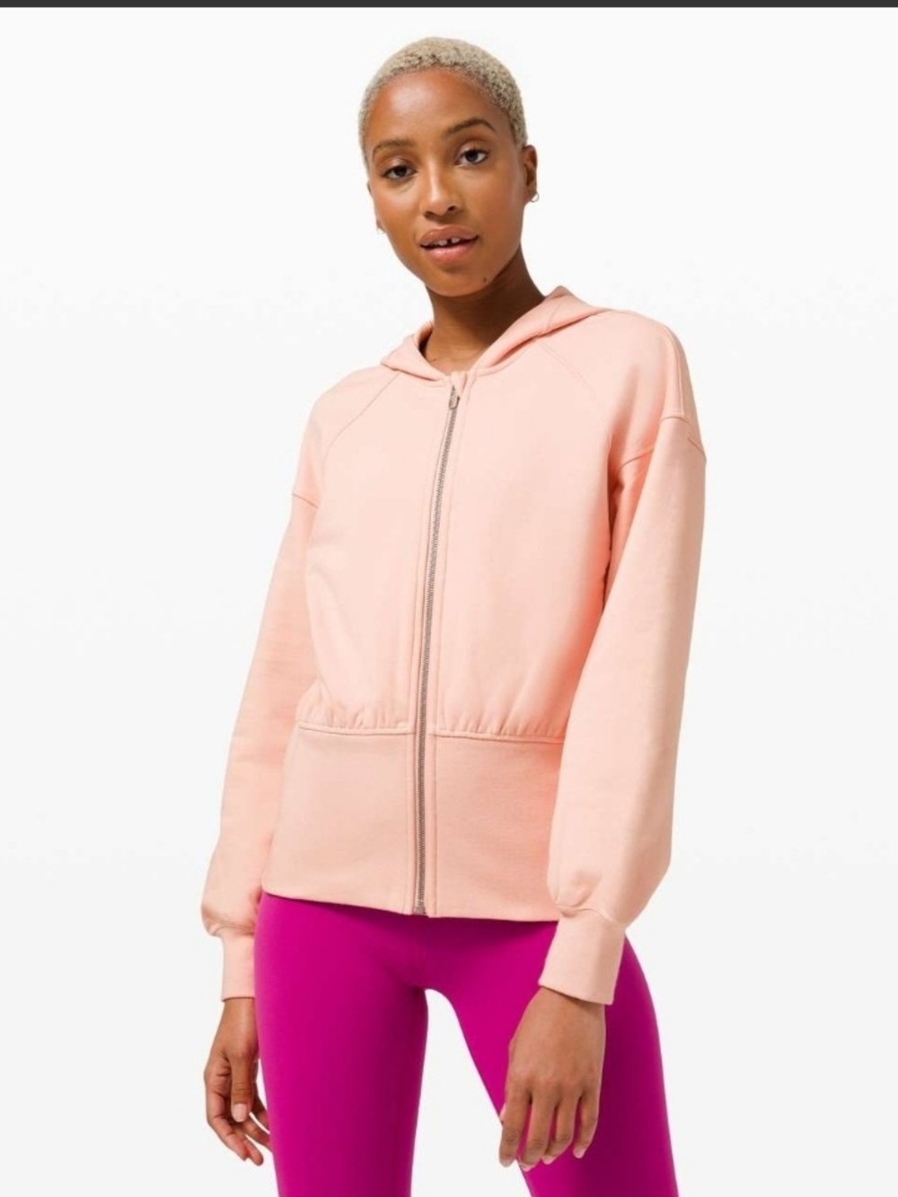 Lululemon Hugged-Waist Cotton Zip HoodiePink Mist size 14